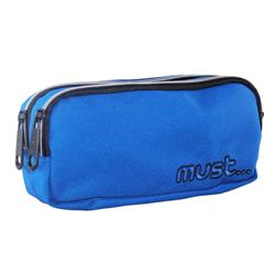 PENCIL CASE MUST MONOCHROME 20X6X9 2ZIPPERS  BLUE 900D RPET