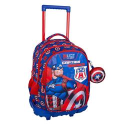 Σχολική Τσάντα Τρόλεϊ Δημοτικού Avengers Captain America Must Team 3 Θήκες