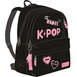 BACKPACK MUST TEAM MONOCHROME CLASSIC 32X19X42CM DOUBLE POCKET K-POP BLACK - PINK