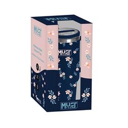 VACUUM CUP STAINLESS STEEL 900ML WITH STRAW 22.5X13X7CM MUST TEAM BLUE FLORAL
