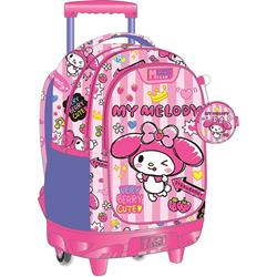 ΤΣΑΝΤΑ ΤΡΟΛΛΕΥ ΔΗΜΟΤΙΚΟΥ 34Χ20Χ44ΕΚ 3ΘΗΚΕΣ MY MELODY PINK BOW