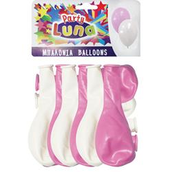 BALOONS 24PCS 24CM IN A POLYBAG 18PINK/6WHITE