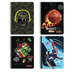 Τετράδιο Σπιράλ 17x25 Must Boy Zone 1 Θέμα 30 Φύλλα 4 Σxέδια