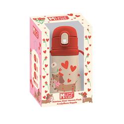 VACUUM FLASK STAINLESS STEEL 350ML WITH HANDLES & STRAW 8X17CM MUST TEAM DOG