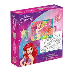 Coloring Puzzle 2 Sides Disney Princess Ariel 100Pcs Luna Toys