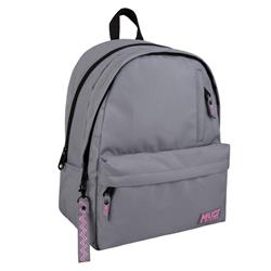 BACKPACK MUST TEAM MONOCHROME CLASSIC 32Χ19Χ42 DOUBLE POCKET LIGHT GREY WITH PINK