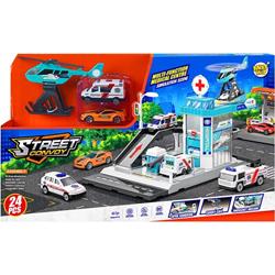 HOSPITAL PARKING 24PCS WITH 2 METALLIC VEHICLES 41,5X7X25CM LUNA