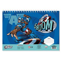 PAINTING BLOCK 23X33CM 40SH  STICKERS-STENCIL-2 COLORING PG  2DESIGNS CAPTAIN AMERICA