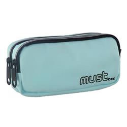 PENCIL CASE MUST MONOCHROME 20X6X9 2ZIPPERS LIGHT GREEN 900D RPET