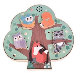 WOODEN PUZZLE WITH SOUND FOREST ANIMALS 5PCS 22,4X2,6X22,1CM LUNA