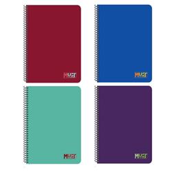 SPIRAL NOTEBOOKS A4 2SUBS 60SH MONOCHROME MUST 4COLORS