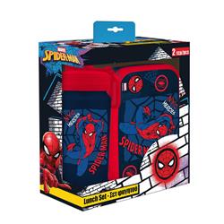 LUNCH BOX PP 800ML & WATER CANTEEN ALUMINIUM 500ML SET SPIDERMAN