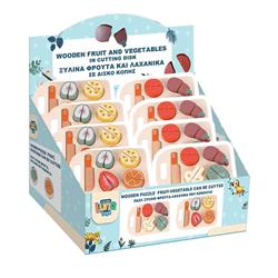 WOODEN PUZZLE  FRUIT - VEGETABLE CAN BE CUTTED 9PCS 22X1,8X15CM LUNA