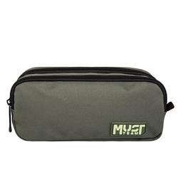 PENCIL CASE MUST TEAM MONOCHROME 21X6X9 2ZIPPERS OLIVE WITH LIGHT GREEN