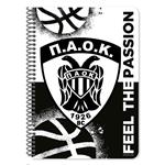 SPIRAL NOTEBOOK 17X25 2SUBS 60SH PAOK  2DESIGNS