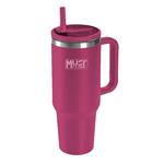 VACUUM CUP STAINLESS STEEL 1.200ML WITH STRAW 27X10X7.5CM MUST TEAM CHERRY