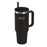 VACUUM CUP STAINLESS STEEL 1.200ML WITH STRAW 27X10X7.5CM MUST TEAM BLACK