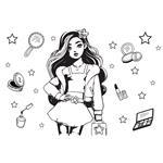 PAINTING BLOCK MUST TEAM 23X33CM 40SH  STICKERS-STENCIL-2 COLORING PG  2DESIGNS GIRL 1