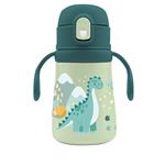 VACUUM FLASK STAINLESS STEEL 350ML WITH HANDLES & STRAW 8X17CM MUST TEAM DINO