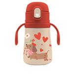 VACUUM FLASK STAINLESS STEEL 350ML WITH HANDLES & STRAW 8X17CM MUST TEAM DOG