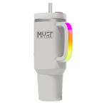 ΠΟΤΗΡΙ ΑΝΟΞΕΙΔΩΤΟ ΘΕΡΜΟΣ 900ML ΜΕ ΚΑΛΑΜΑΚΙ & RGB ΦΩΣ 22.5Χ13Χ7ΕΚ MUST TEAM ΓΚΡΙ