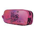 School Barrel Pencil Case Must Team Heart Print 2 Zippers