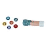 WOODEN FLASH LIGHT 6 DISCS 4,5X4,5X14,5CM LUNA