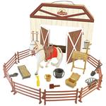 HORSE SET WITH ACCESSORIES 18PCS 33X6,5X28,5CM LUNA