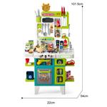 KITCHEN 101,5CM WITH LIGHT, SOUND AND WATER SPRAY GREEN 104PCS 49X13X66CM LUNA