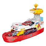 FIRE RESCUE BOAT FRICTION 1:16 WITH 3 ALLOY CARS 32X13X22,5CM WITH SOUND & LIGHT LUNA