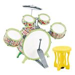 DRUMS GREEN WITH STOOL 42,5X16,3X32CM LUNA