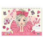 PAINTING BLOCK THE LITTLIES GIRL 23X33 40SH  STICKERS-STENCIL-2 COLORING PG  2DESIGNS.