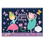 PAINTING BLOCK THE LITTLIES GIRL 23X33 40SH  STICKERS-STENCIL-2 COLORING PG  2DESIGNS.