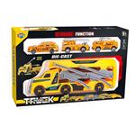 TRUCK YELLOW WITH 3 METALLIC CARS 27X7,5X17,5CM LUNA