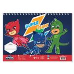 PAINTING BLOCK PJ MASKS 23X33 40SH  STICKERS-STENCIL-2 COLORING PG  2DESIGNS