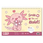 PAINTING BLOCK 23X33CM 40SH MUST TEAM STICKERS-STENCIL-2 COLORING PG  2DESIGNS AXOLOTL