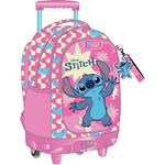 BACKPACK TROLLEY 34X20X44CM 3CASES STITCH PINK