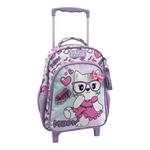 School Trolley Bag Kindergarten Must Team Meow With Glasses 2 Compartments