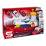 FIRE RESCUE BOAT FRICTION 1:16 WITH 3 ALLOY CARS 32X13X22,5CM WITH SOUND & LIGHT LUNA