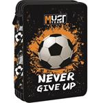 DOUBLE DECKER PENCIL CASE FILLED MUST TEAM 15X5X21CM NEVER GIVE UP