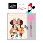 DIARY WITH LOCK 12X18CM 60SH 60GR AND  PEN WITH POM POM MINNIE