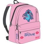 BACKPACK MUST TEAM MONOCHROME CLASSIC 32Χ19Χ42 DOUBLE POCKET LIGHT PINK WITH DARK PINK STITCH