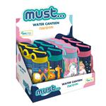 WATER BOTTLE PP 500ML 4DESIGNS MUST WITH STRAW 7X17,5CM