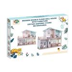 WOODEN DOUBLE FLOOR DOLL HOUSE WITH FURNOTURE LUNA