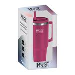 VACUUM CUP STAINLESS STEEL 1.200ML WITH STRAW 27X10X7.5CM MUST TEAM CHERRY
