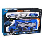 TRUCK BLUE WITH 3 METALLIC CARS 27X7,5X17,5CM LUNA