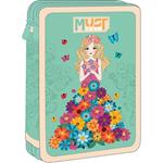 DOUBLE DECKER PENCIL CASE FILLED MUST TEAM 15X5X21 FLOWER DRESS